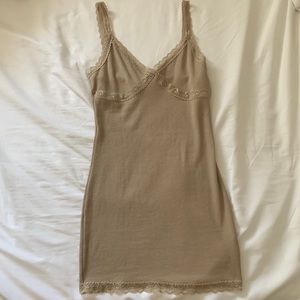 Tan slim fitting very sexy slip dress